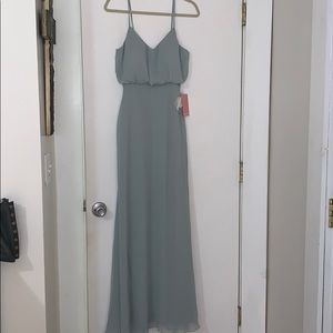 Sage Chiffon Spaghetti Strap Gown from Birdy Grey